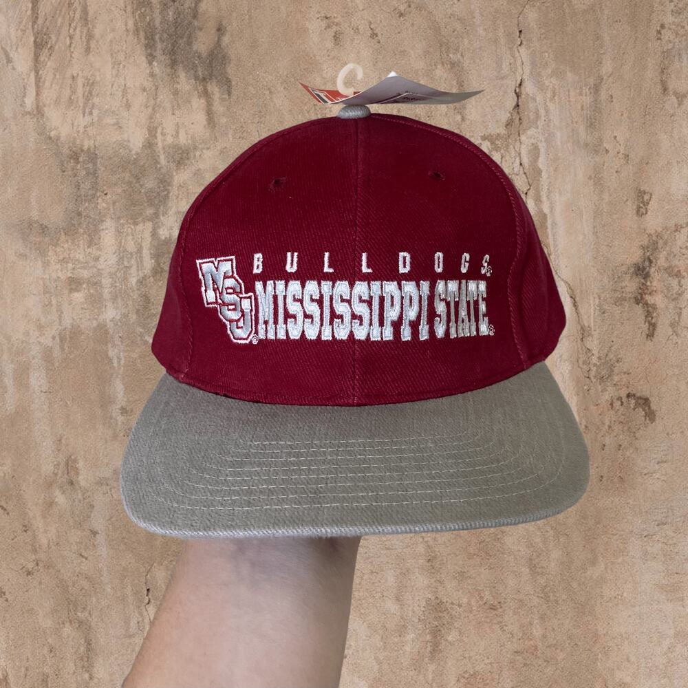 Vintage 90s Mississippi State Hat OSFA Spellout Logo Twin Enterprise NWT